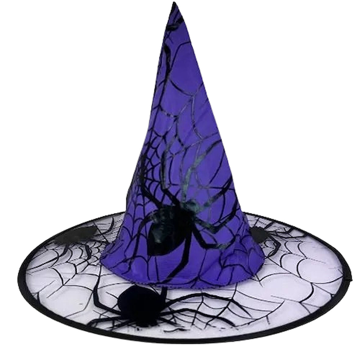 Hallowen cadı şapkası Mor DevÖrümcek Desenli