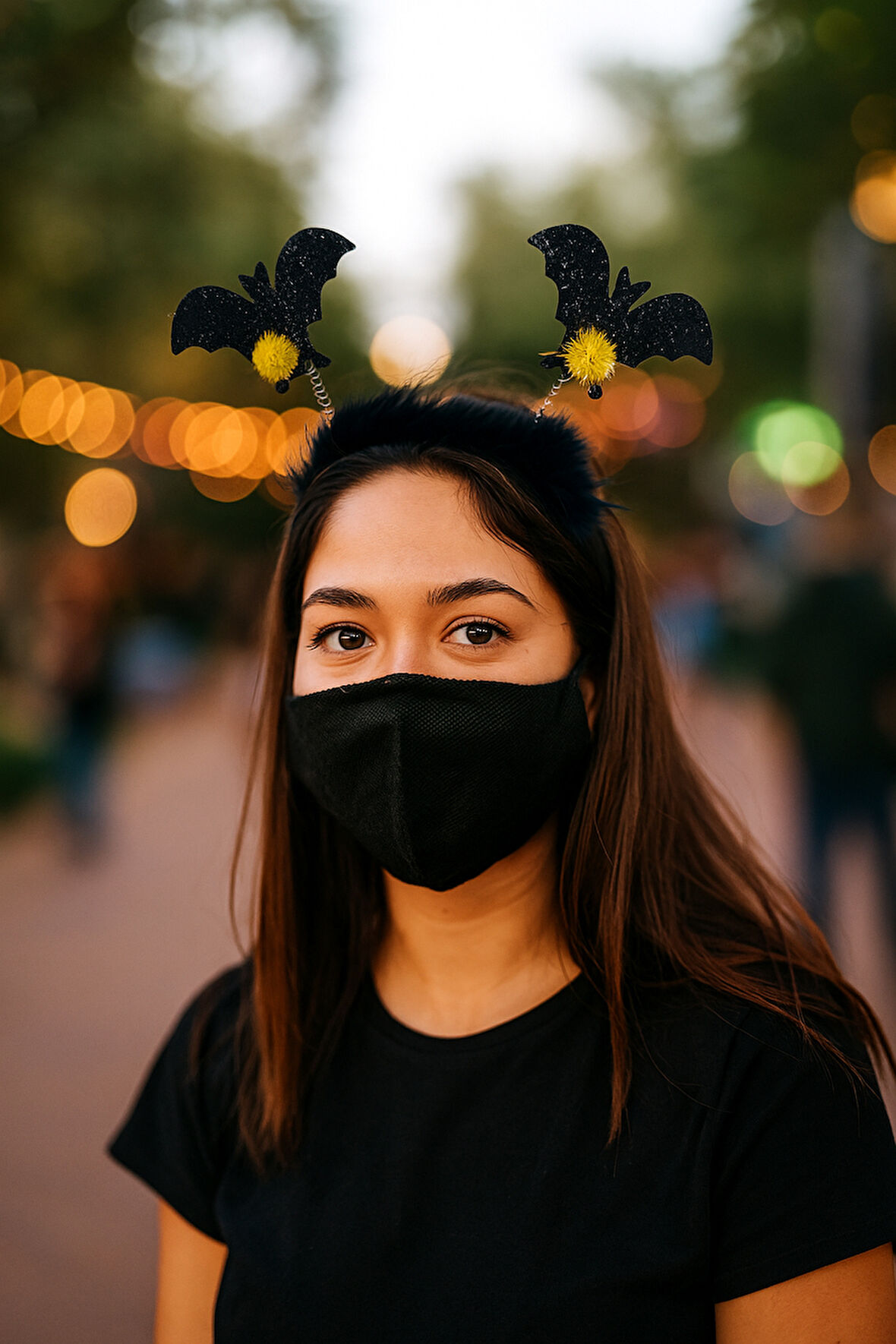 Halloween Cadılar Bay.2li Siyah Yarasa Taç Tüylü