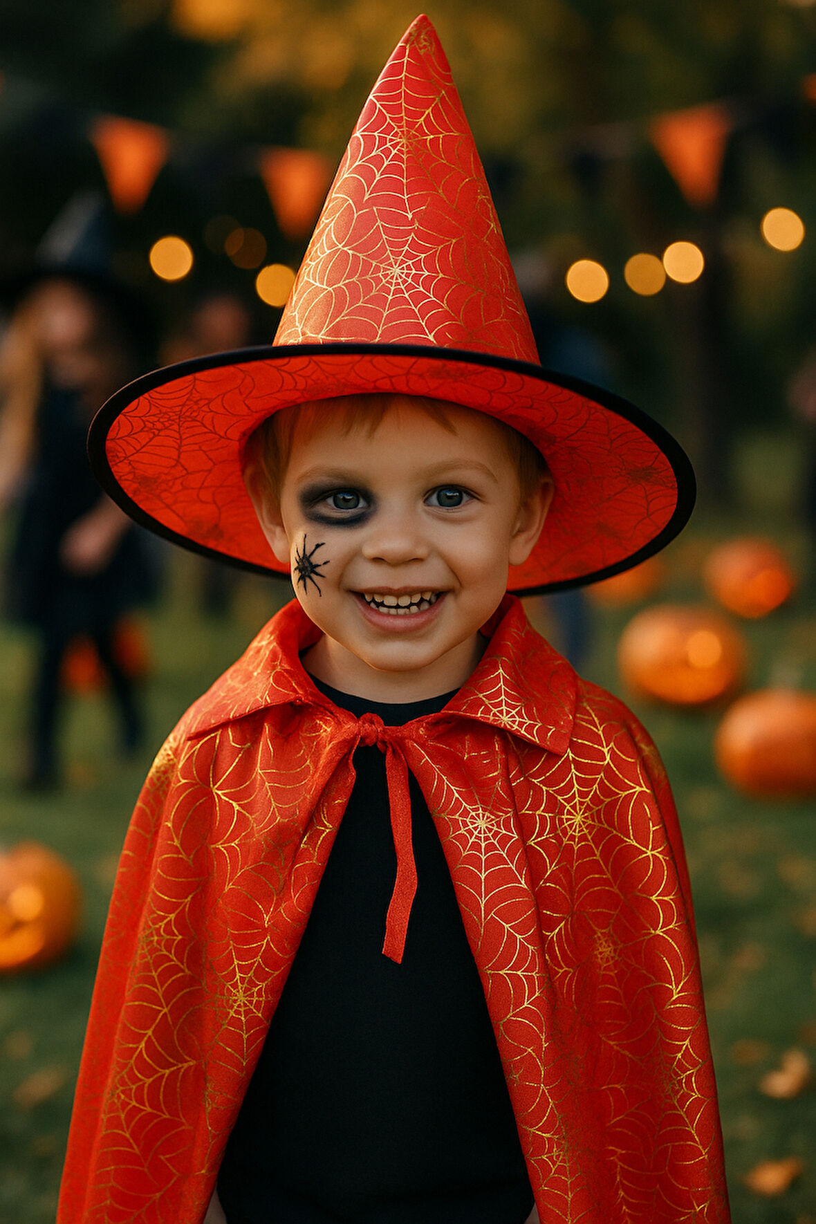 Hallowen pelerin şapka Kırmızı Örümcek Ağlı