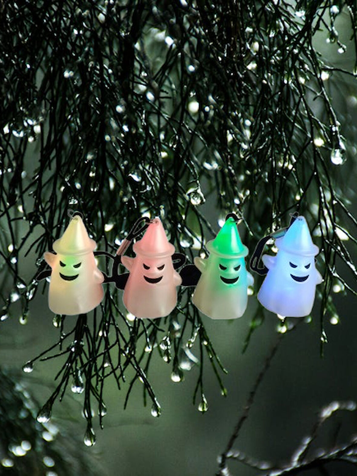 Halloween Hayalet  kolye 4lü Paket ışıklı 6x3cm