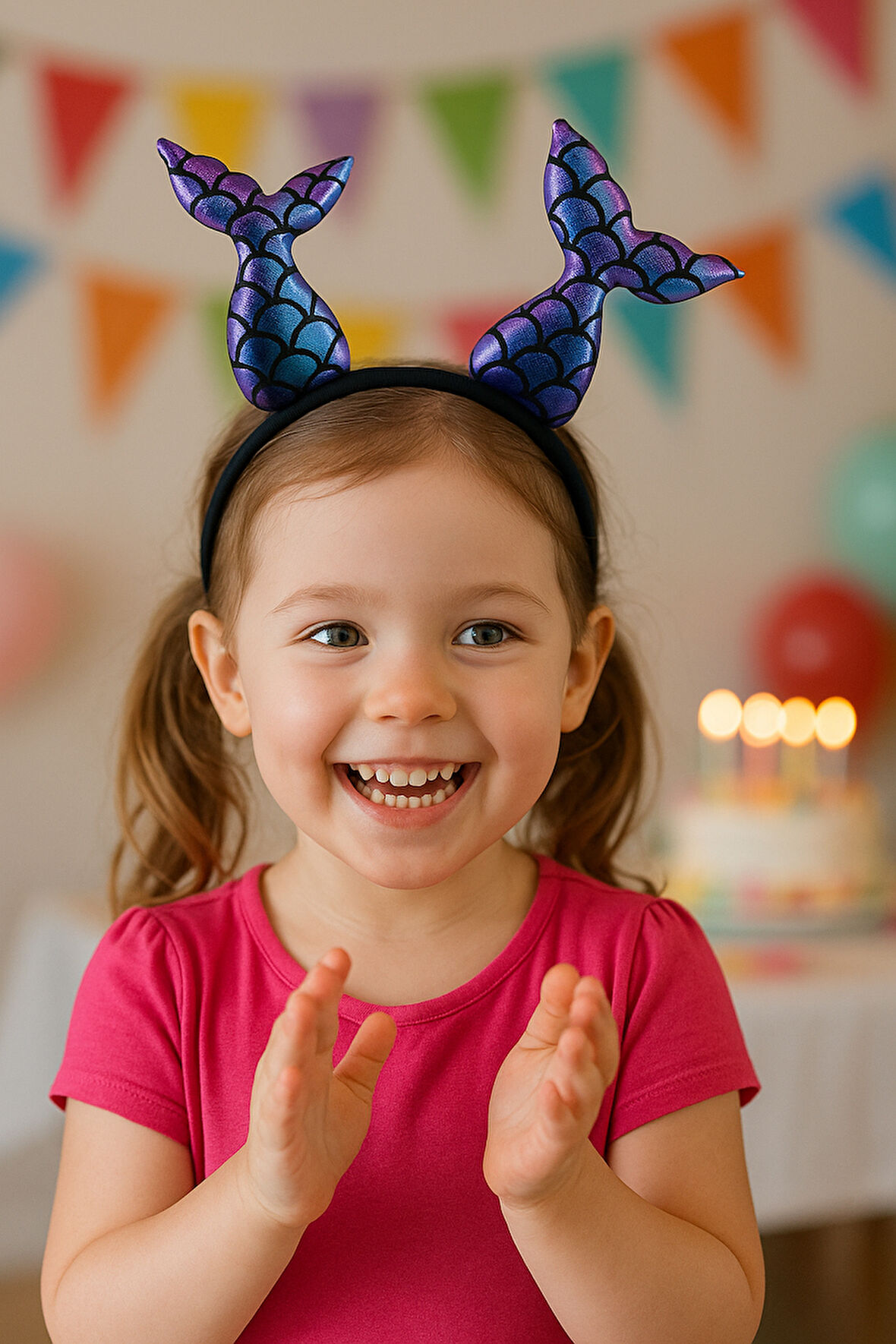 Mor-Mavi Renk Yansımalı Deniz Kızı Kuyruğu Taç