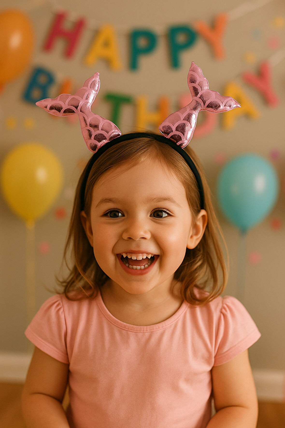 Pembe Renk Yansımalı Deniz Kızı Kuyruğu Taç