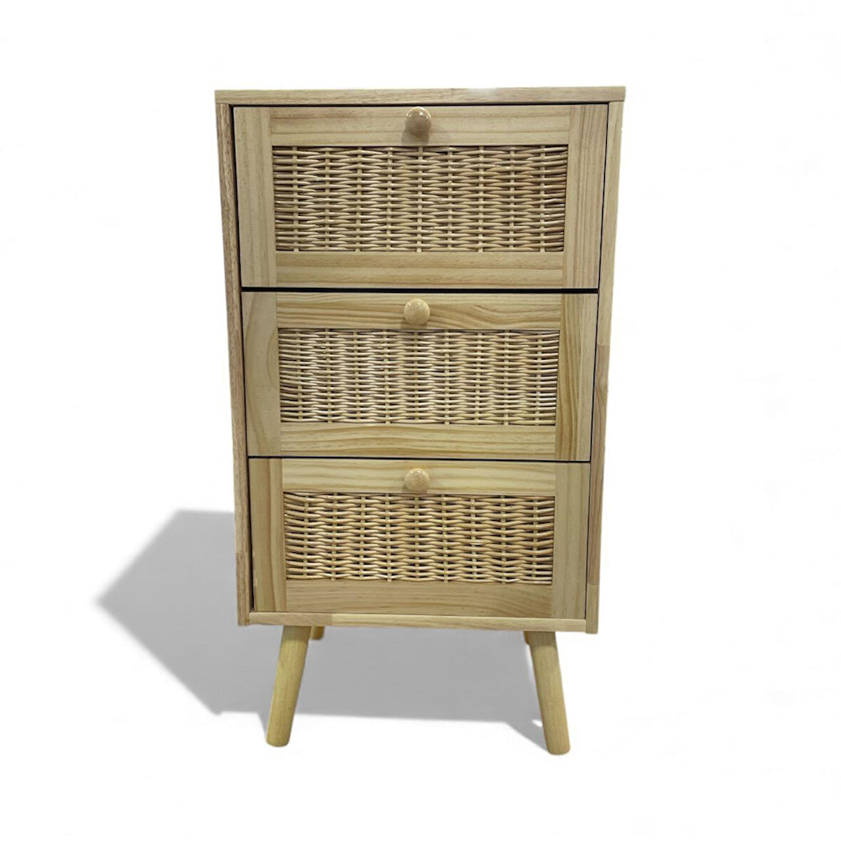 Panalı Masif Rattan 3 Çekmeceli Düzenleyici Dolap BM07