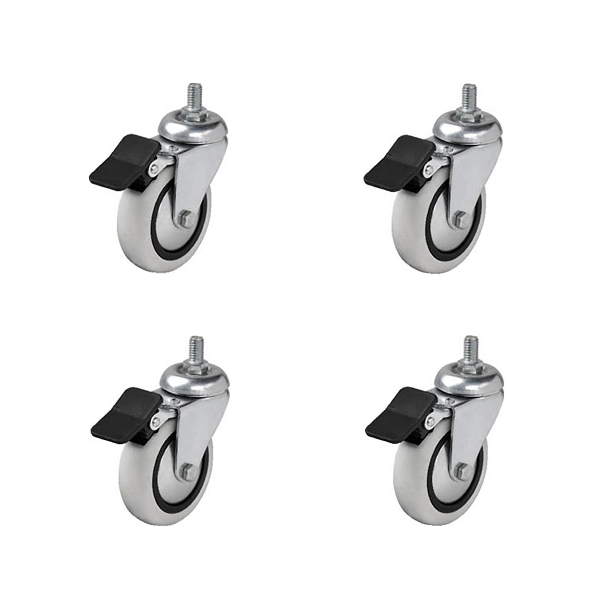 Hts 354- Döner 3/8 Vidalı Frenli Mobilya Tekeri Çap : 74 Mm 4 Ad.