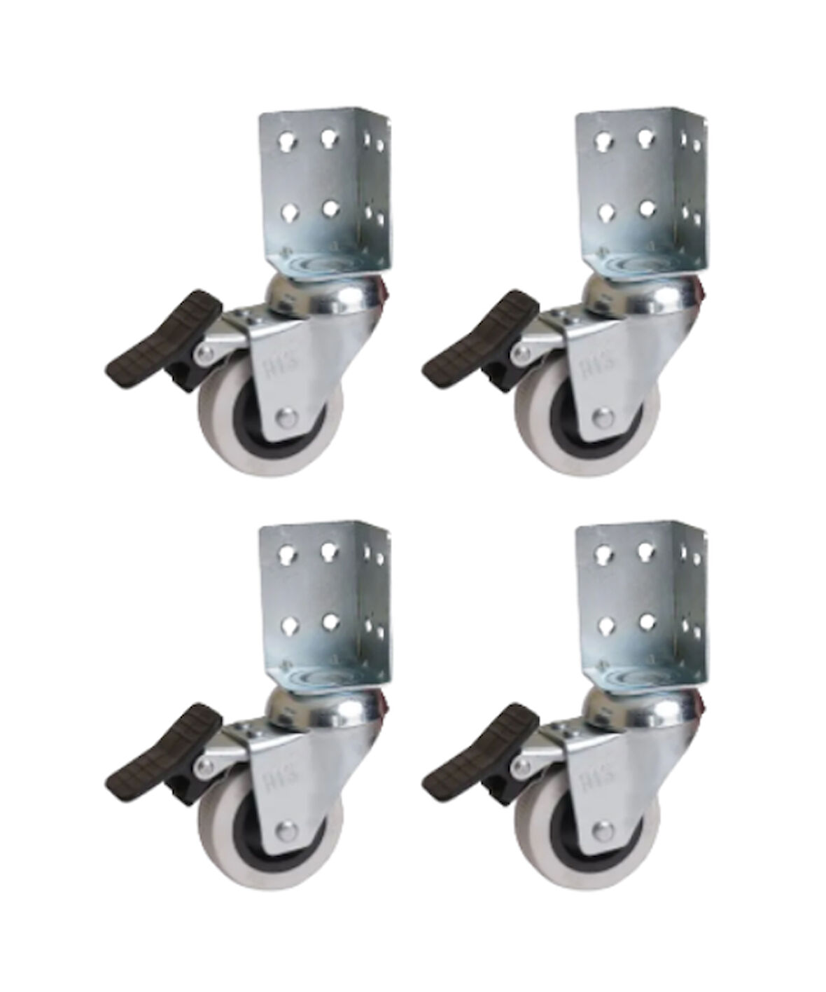 Hts 334L- Çift Bilyalı Tabla Bağlantılı Frenli Pvc Teker 4 Ad.