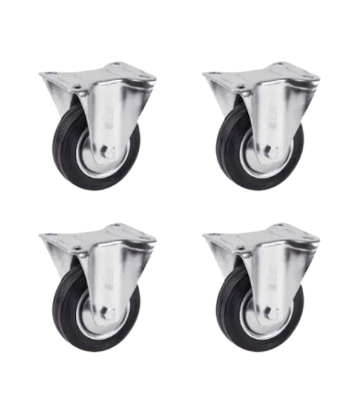 Hts 608- Sabit Bağlantılı 125 Mm Galvanz Kaplama Kauçuk Teker 4 Ad.