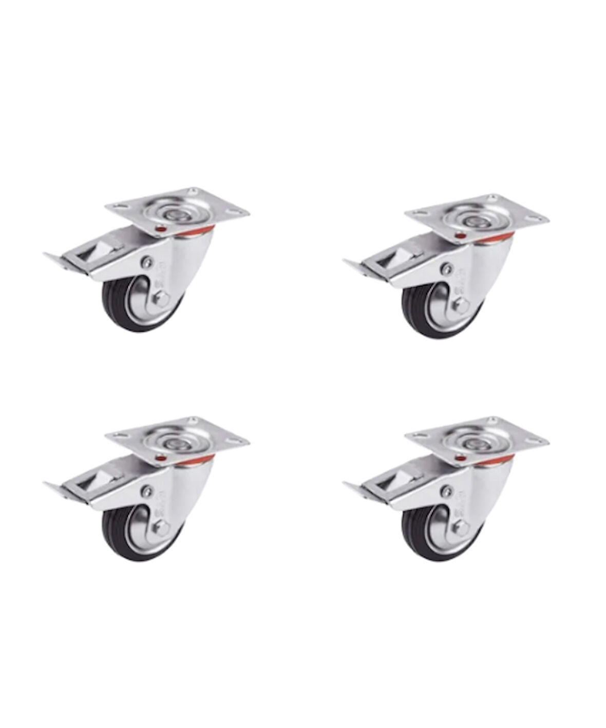 Hts 612- Bağlantılı 100 Mm Galvanizli Kaplama Metal Frenli Teker 4 Ad.