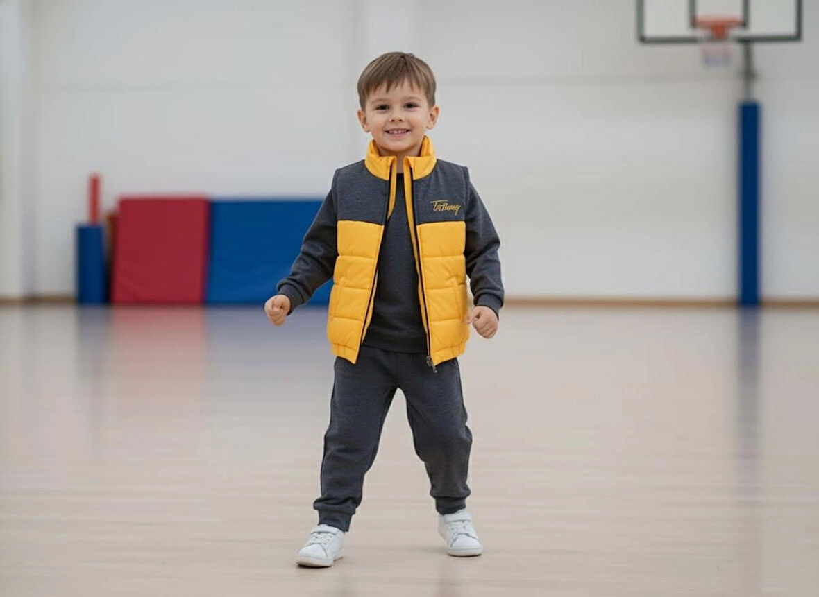 kapitone yelekli 3 lü eşofman takımık