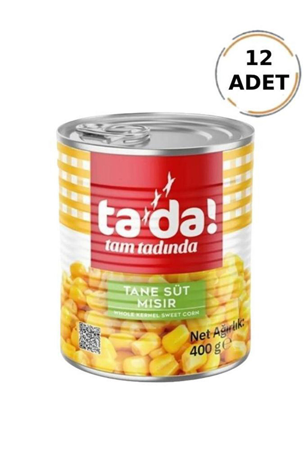 Tada Haşlanmış Tane Süt Mısır Konservesi 400 Gr (12 Adet)