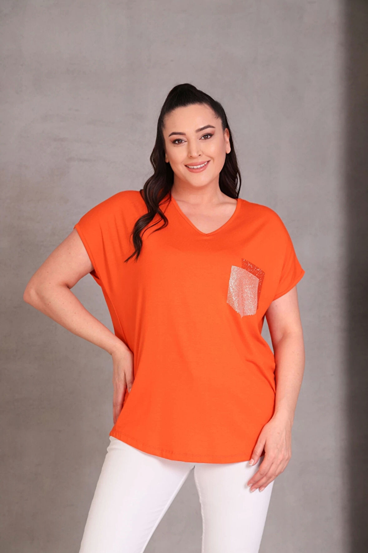 Cep Taş Baskılı Bluz