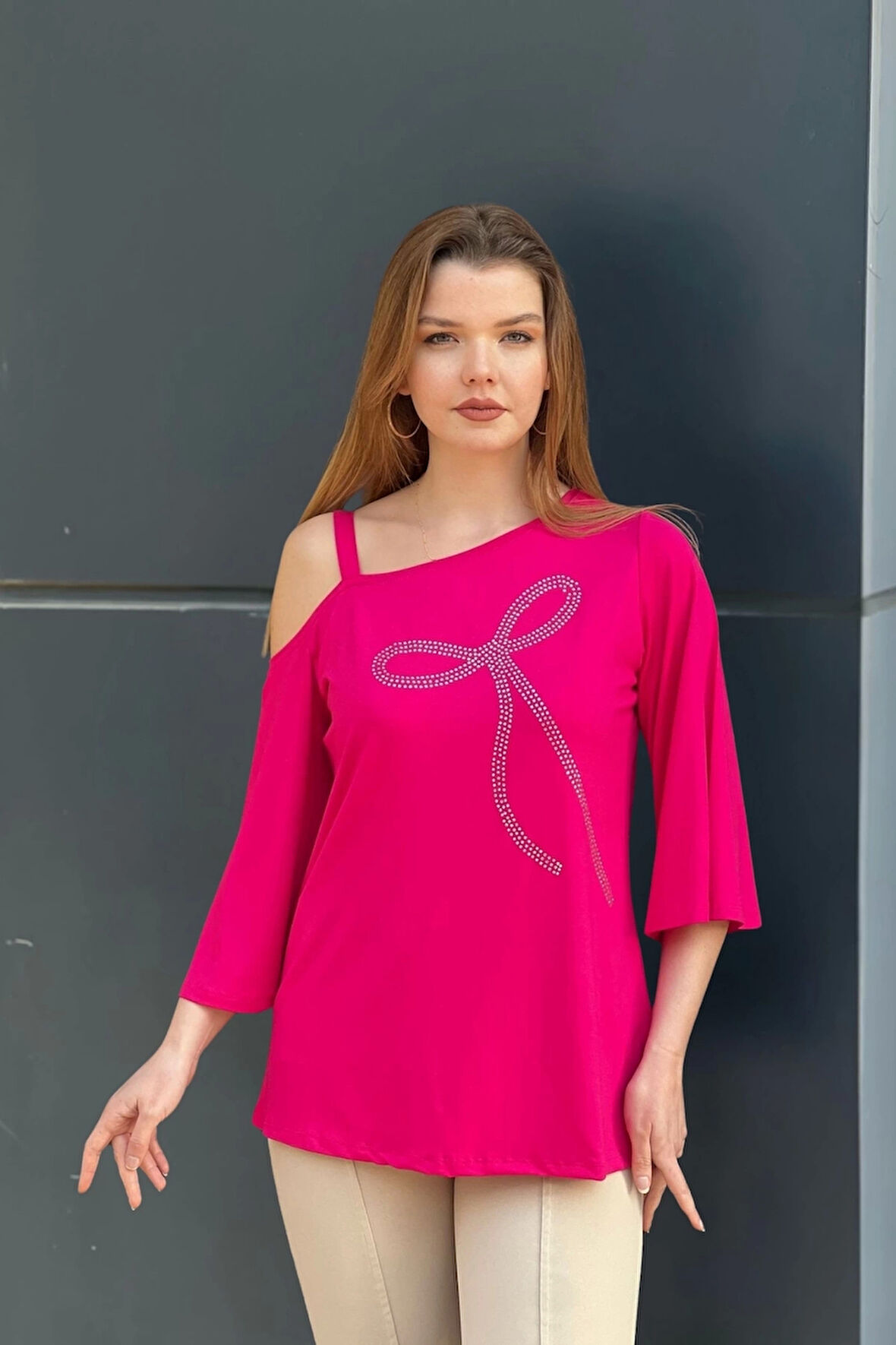 Askılı Kurdela Baskılı Detaylı Bluz