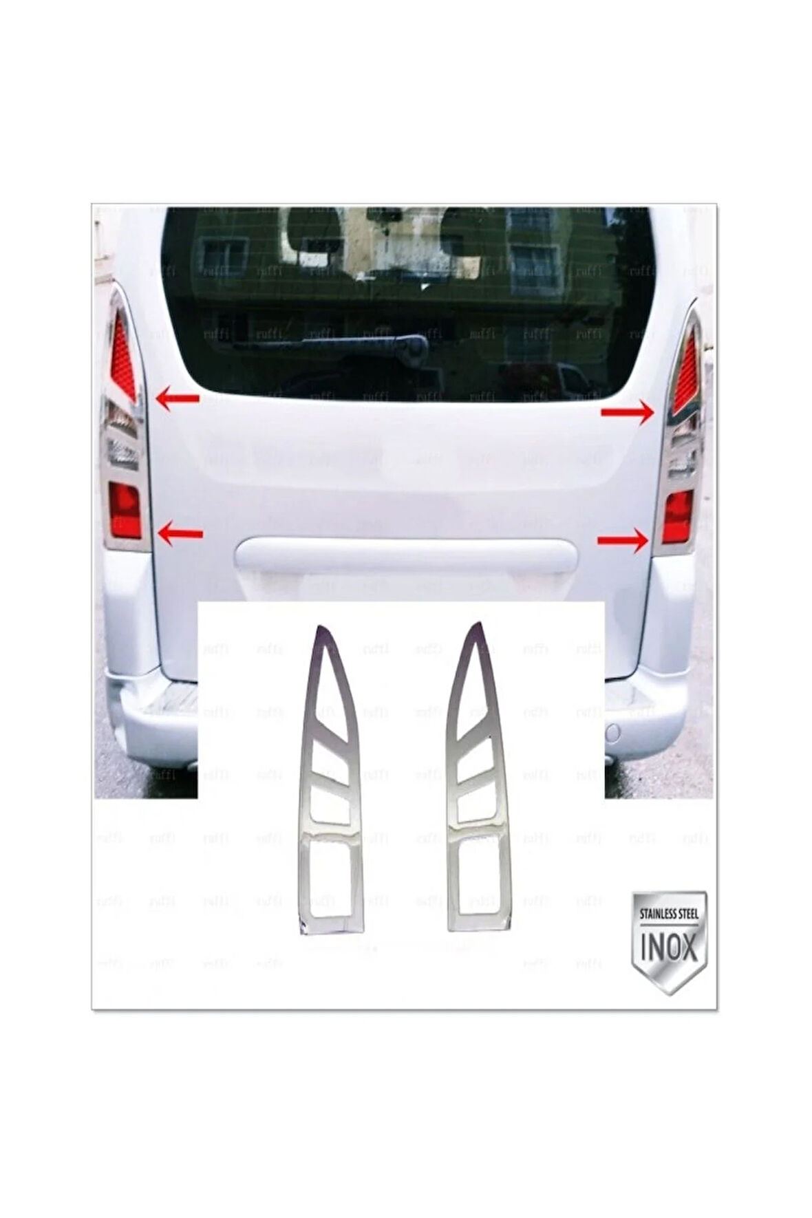 Citroen Berlingo Uyumlu Krom Stop Çerçeve 2 Parça 2008-2012 Arası Paslanmaz Çelik