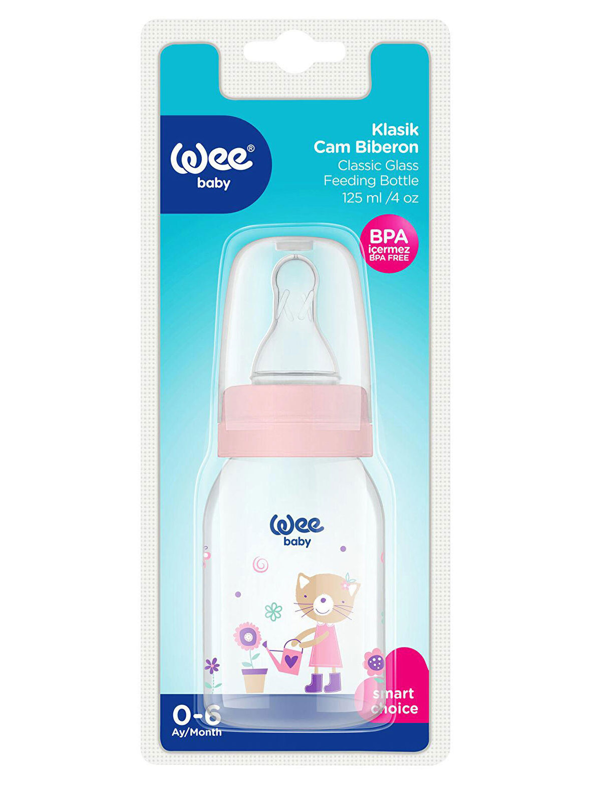 Wee Baby Cam Biberon 0-6 Ay 125 ml Pembe
