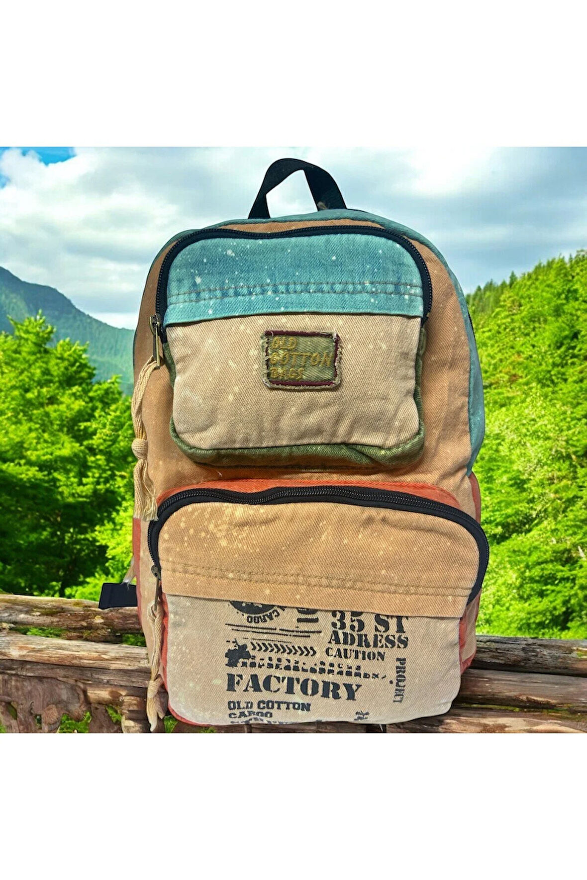 Kaliteli Tek Bölmeli Vintage Disayn Günlük Sırt Gezi Okul Seyahat Çantası Jannie Bag 27 cm x 40 cm