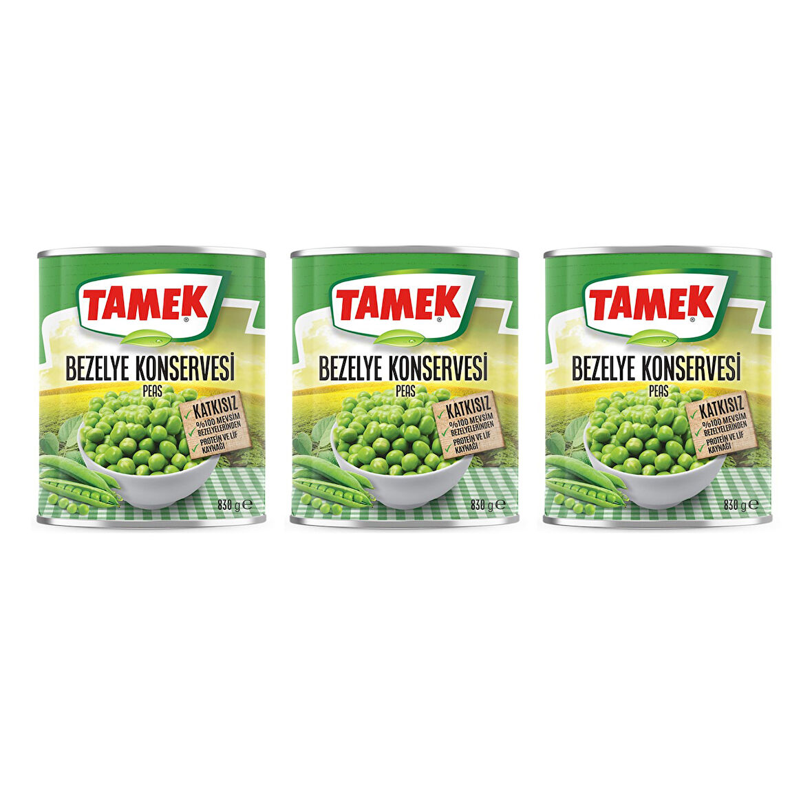 Tamek Bezelye Konservesi 830 gr x 3 Adet