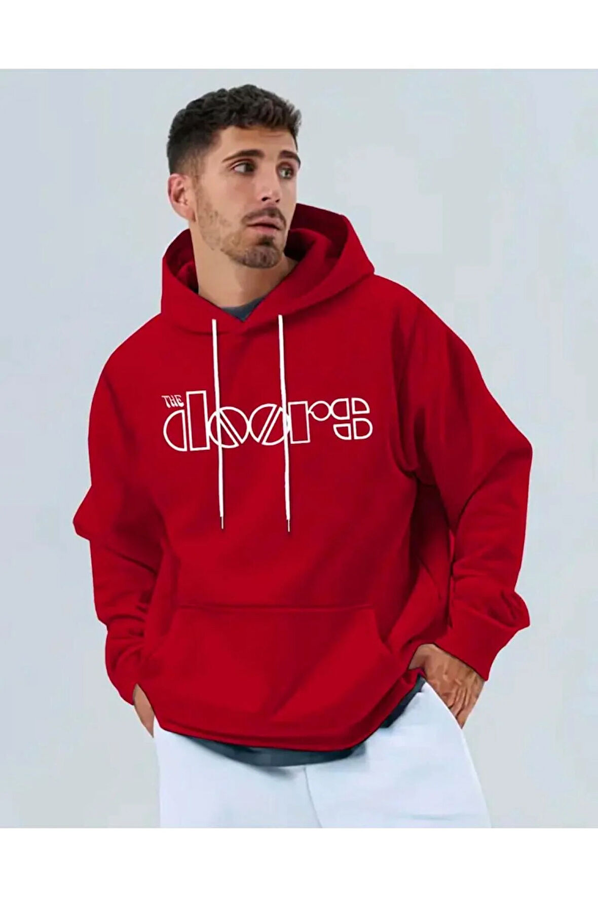 The Doors Baskılı kapüşonlu Cepli Sweatshirt