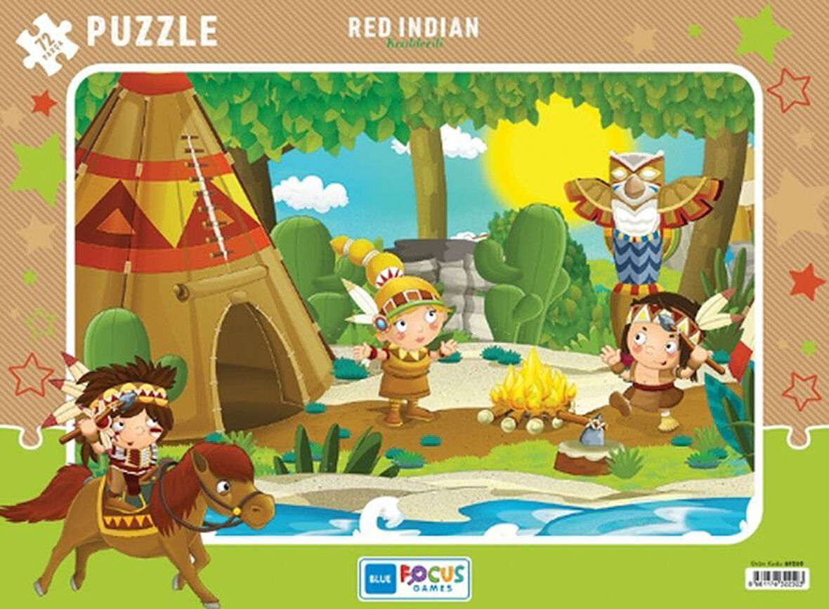 Blue Focus Red Indian (Kızılderili) - Puzzle 72 Parça  (4022)