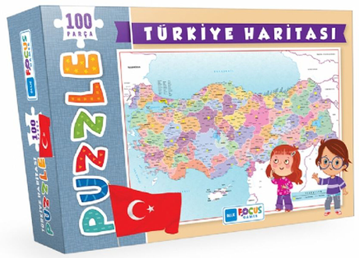 Blue Focus Türkiye Haritası - Puzzle 100 Parça  (4022)