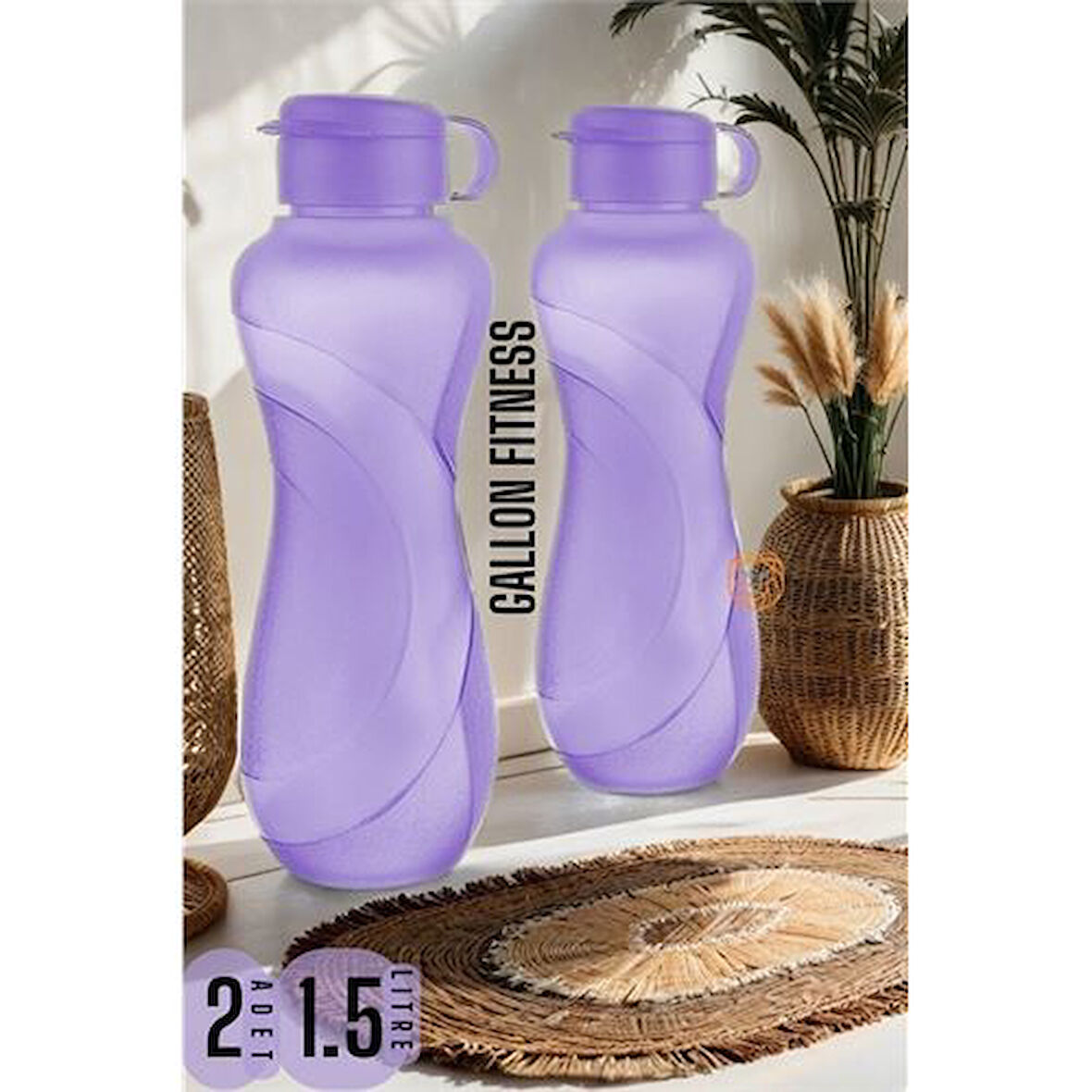 Lisinya 1.5 LT Büyük Matara Gallon Fitness MOR - Lisinya