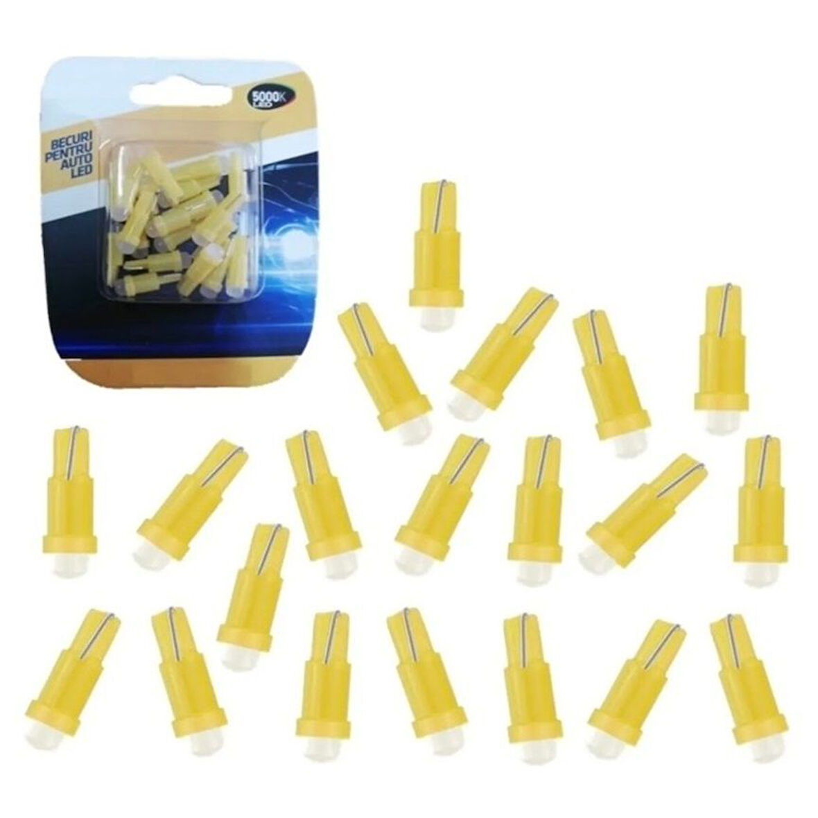 T5 Turuncu Led Mini Dipsiz Gösterge Ampul 12V 20 Adet