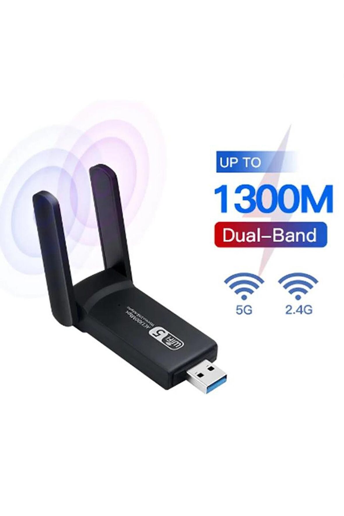 1300 Mbps Dual Band Usb 3.0 Adaptör Kablosuz Wifi Alıcı 2.4ghz 5ghz New Free Windows 7/8/10/11