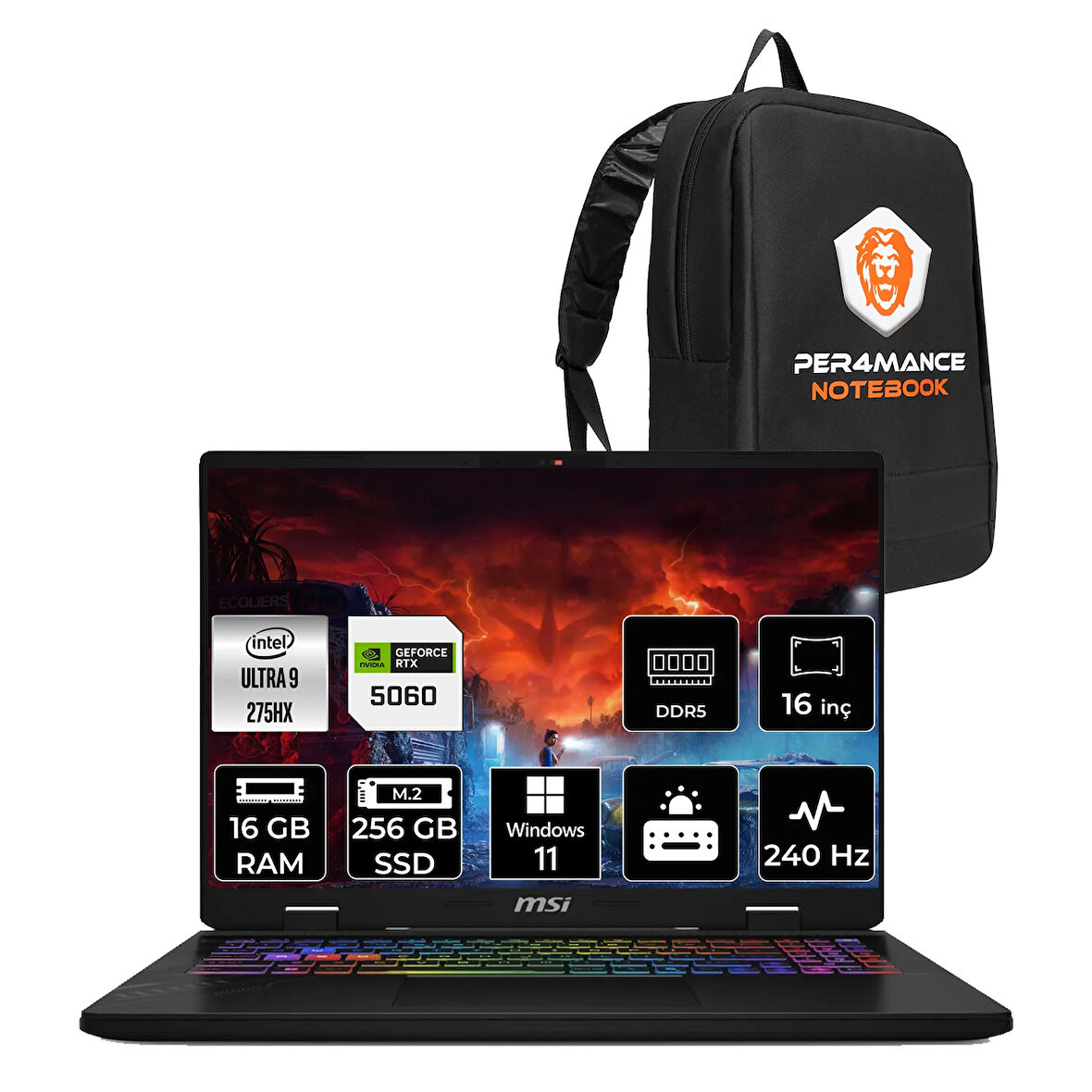 MSI Crosshair 16 HX AI Ultra 9 275HX 16GB 256GB SSD RTX5060/8GB 115W 16" 2K QHD+ 240Hz W11P Gaming