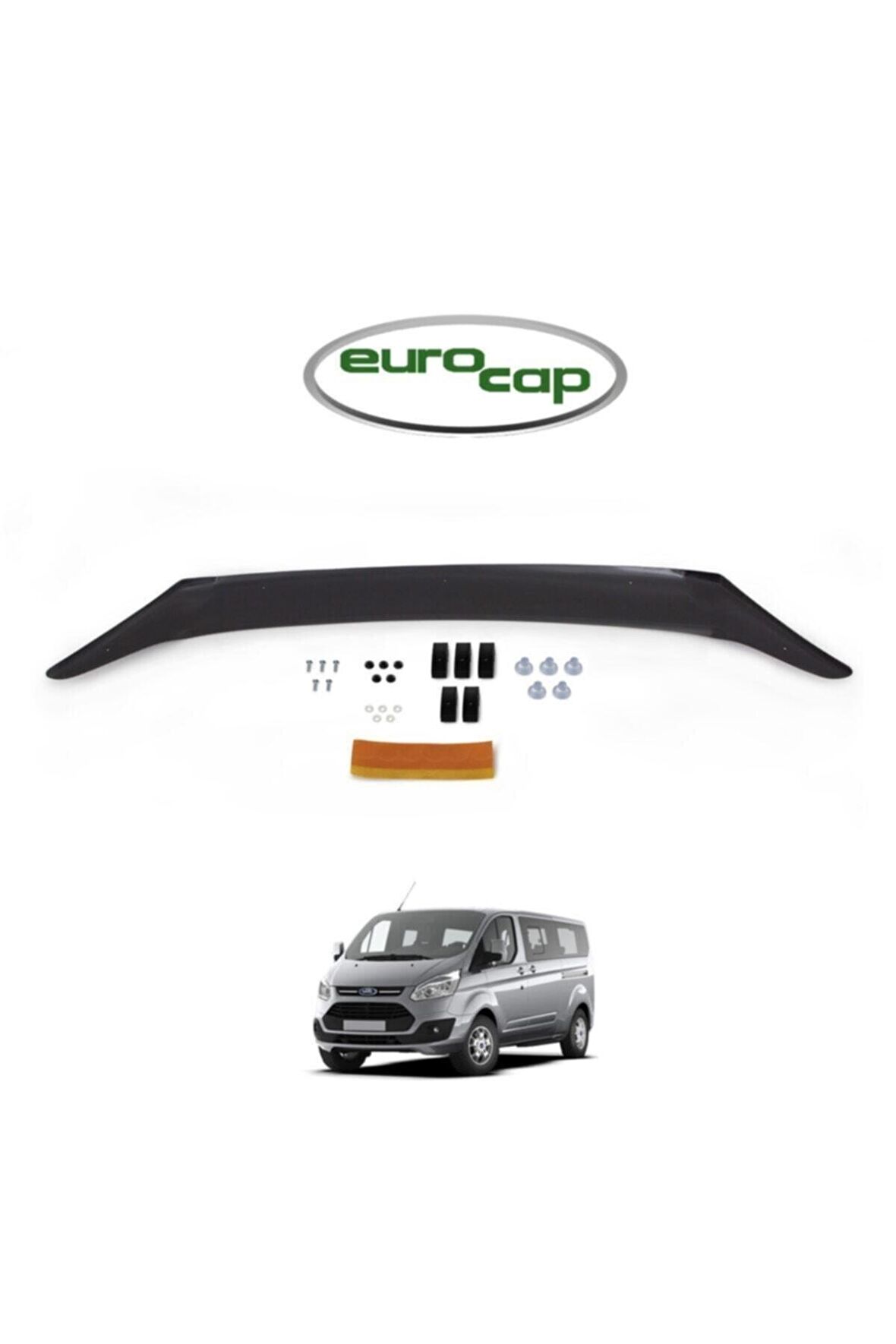 Ford Tourneo Custom Ön Kaput Koruma Rüzgarlığı 3mm Akrilik Abs Parlak Siyah Deflektör 12-17