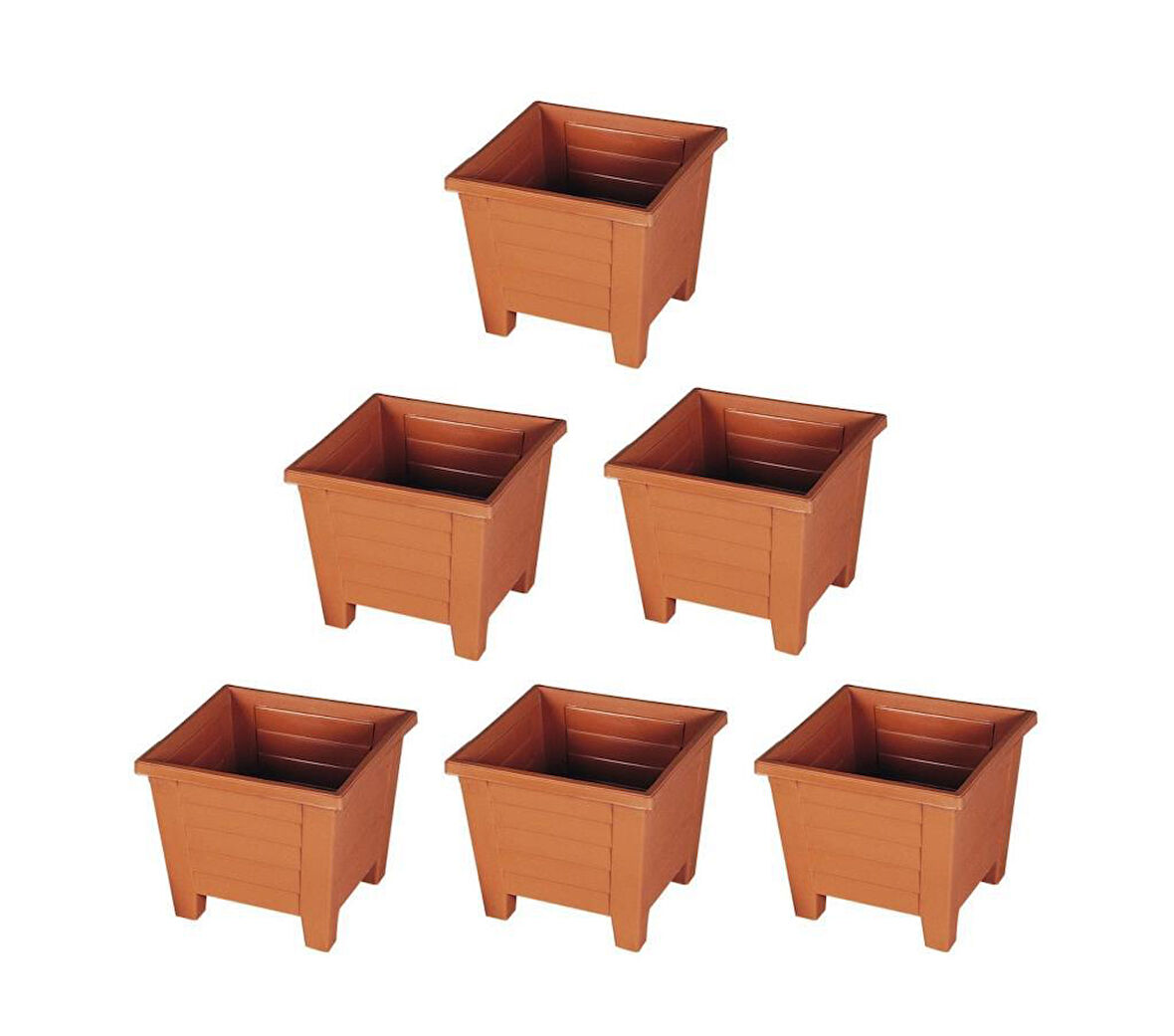 Omnipazar SY-5846 Dekoratif Plastik Kare Ayaklı Saksı 7 lt Kiremit 6 Adet