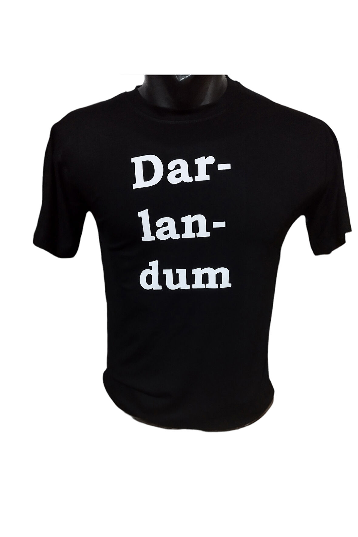 Darlandum Baskılı Pamuklu Likralı T-shirt (Beyaz Yazılı Siyah) S Beden
