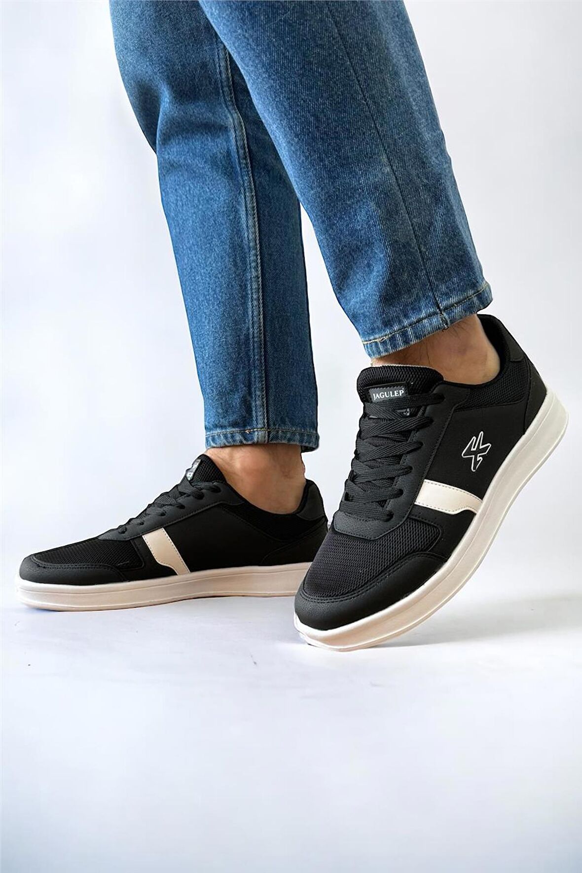Erkek Günlük Sneaker Rahat Spor Ayakkabı SİYAH BEYAZ