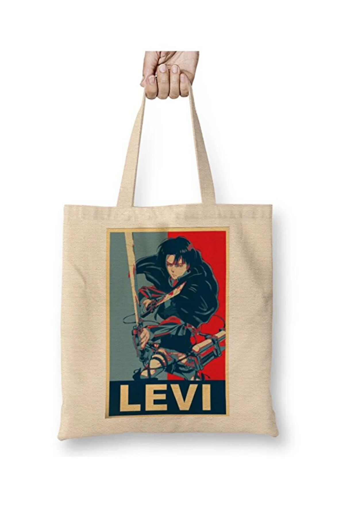 Levi Ackerman Attack On Titan Bez Çanta Uzun Saplı Alışveriş Çantası Plaj Çantası