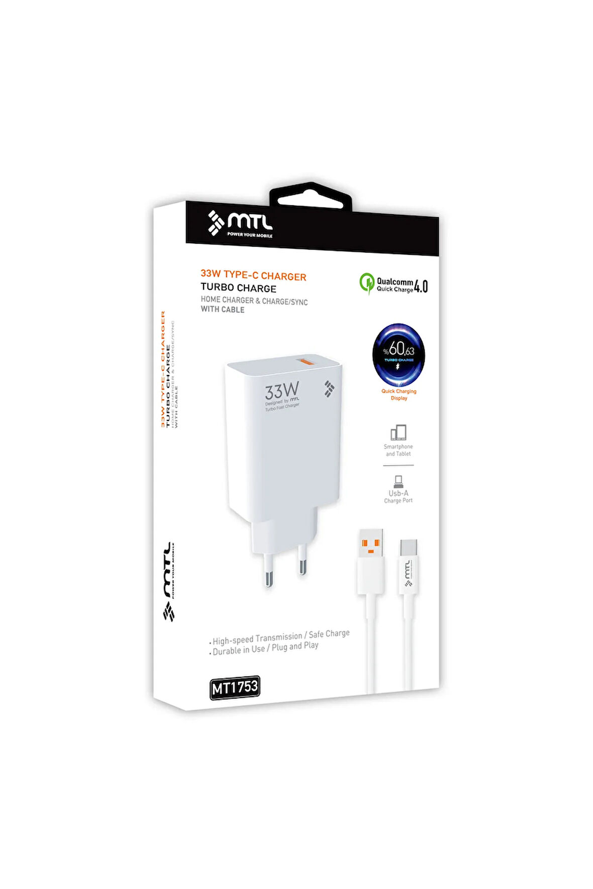Poco M6 Plus 5G Uyumlu 33W Turbo USB Şarj Seti QC 4.0 MT1753