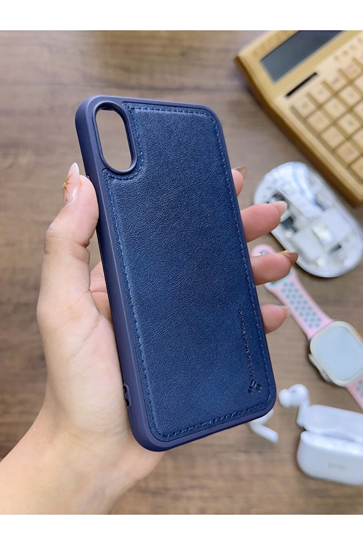 İPhone X Uyumlu Premium Deri Dokulu Darbelere Karşı Dayanıklı Nazal Silikon Kılıf