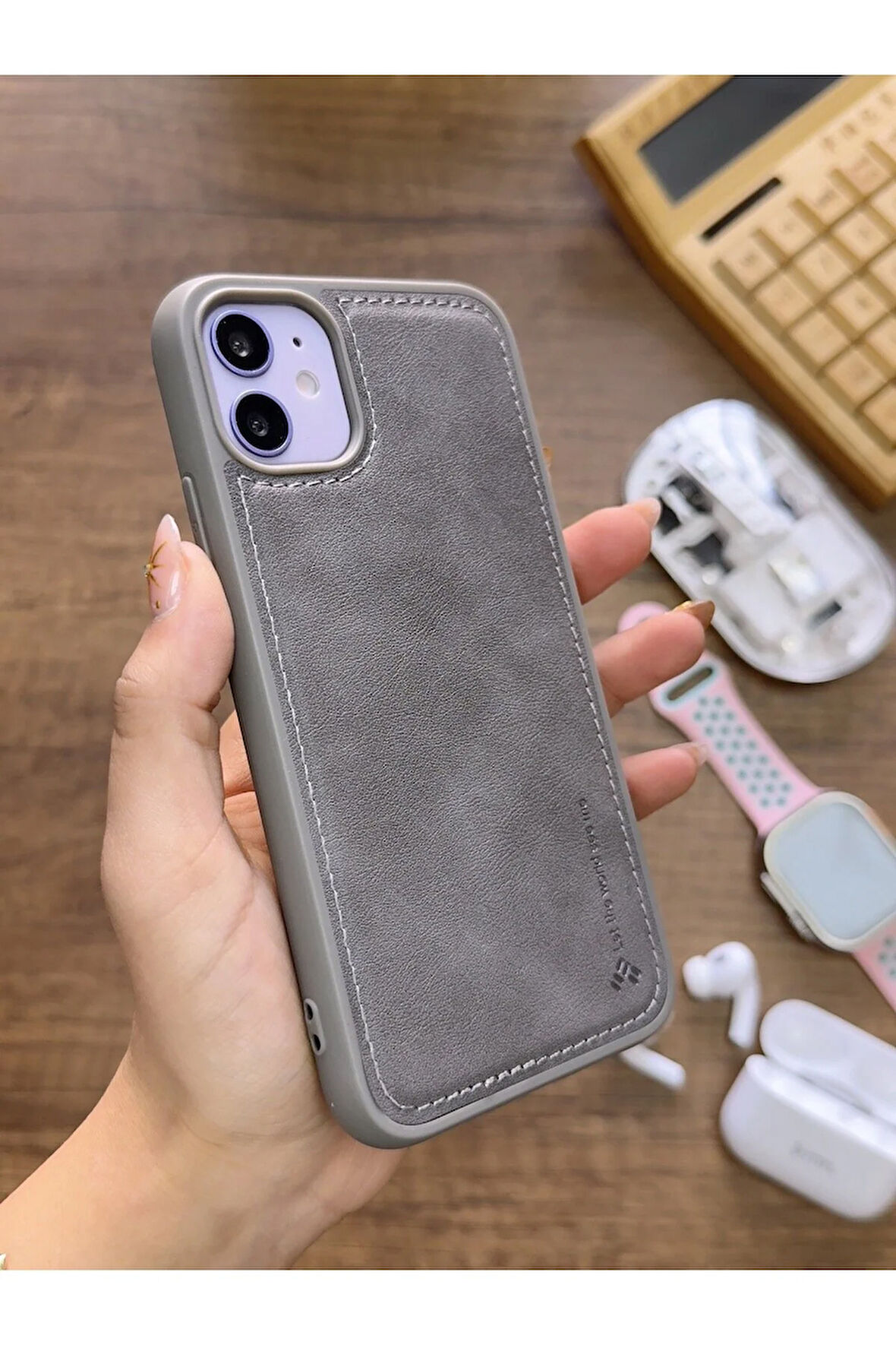 İPhone 11 Uyumlu Premium Deri Dokulu Darbelere Karşı Dayanıklı Nazal Silikon Kılıf