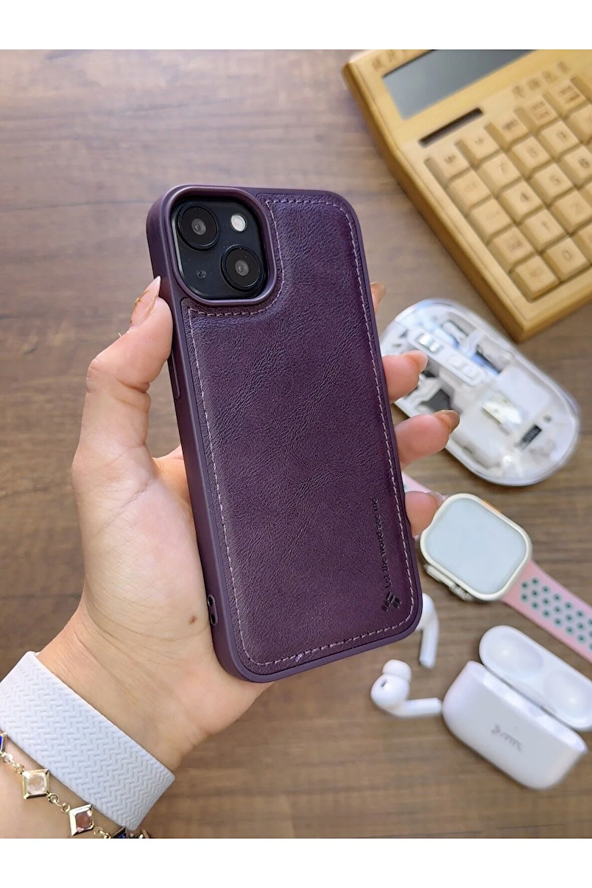 İPhone 14 Uyumlu Premium Deri Dokulu Darbelere Karşı Dayanıklı Nazal Silikon Kılıf