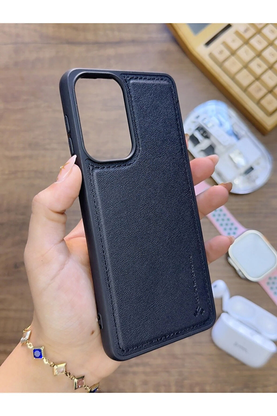 Samsung Galaxy A33 Uyumlu Premium Deri Dokulu Darbelere Karşı Dayanıklı Nazal Silikon Kılıf