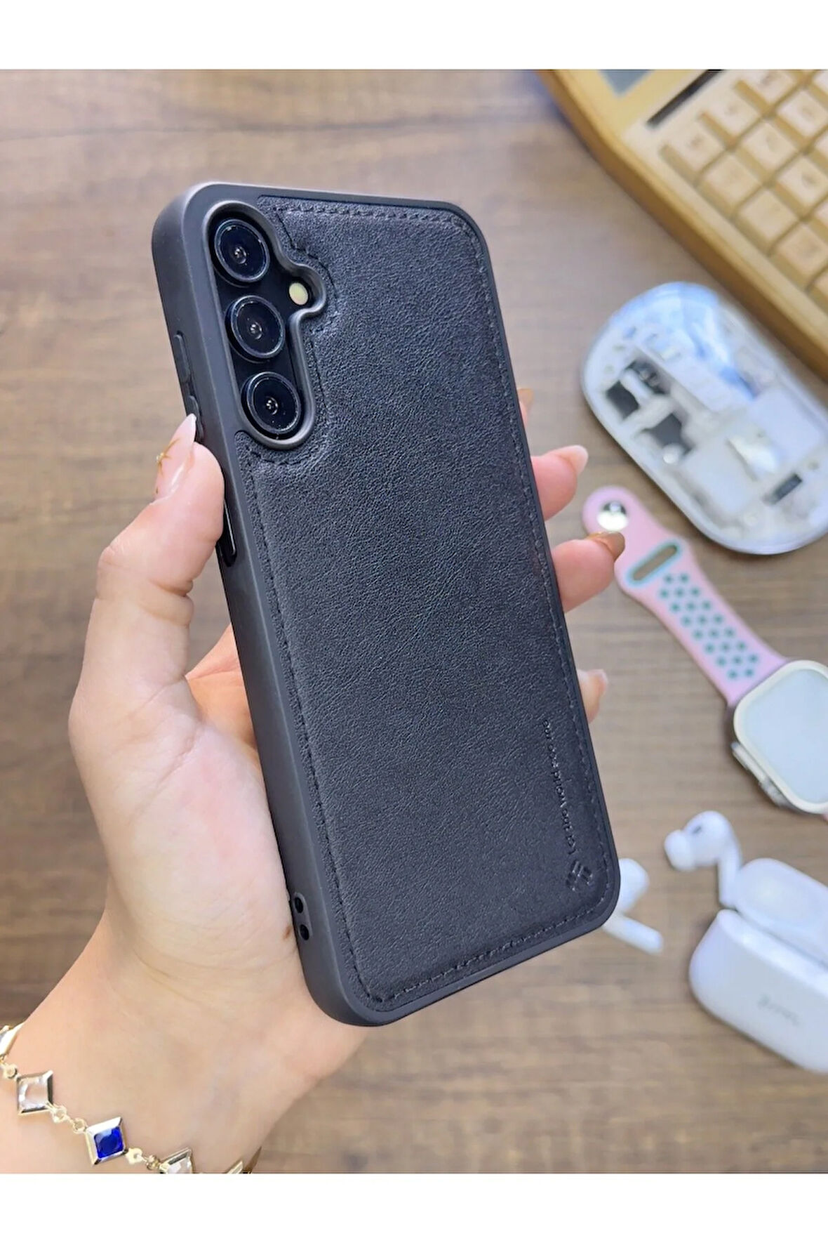 Samsung Galaxy A05S Uyumlu Premium Deri Dokulu Darbelere Karşı Dayanıklı Nazal Silikon Kılıf