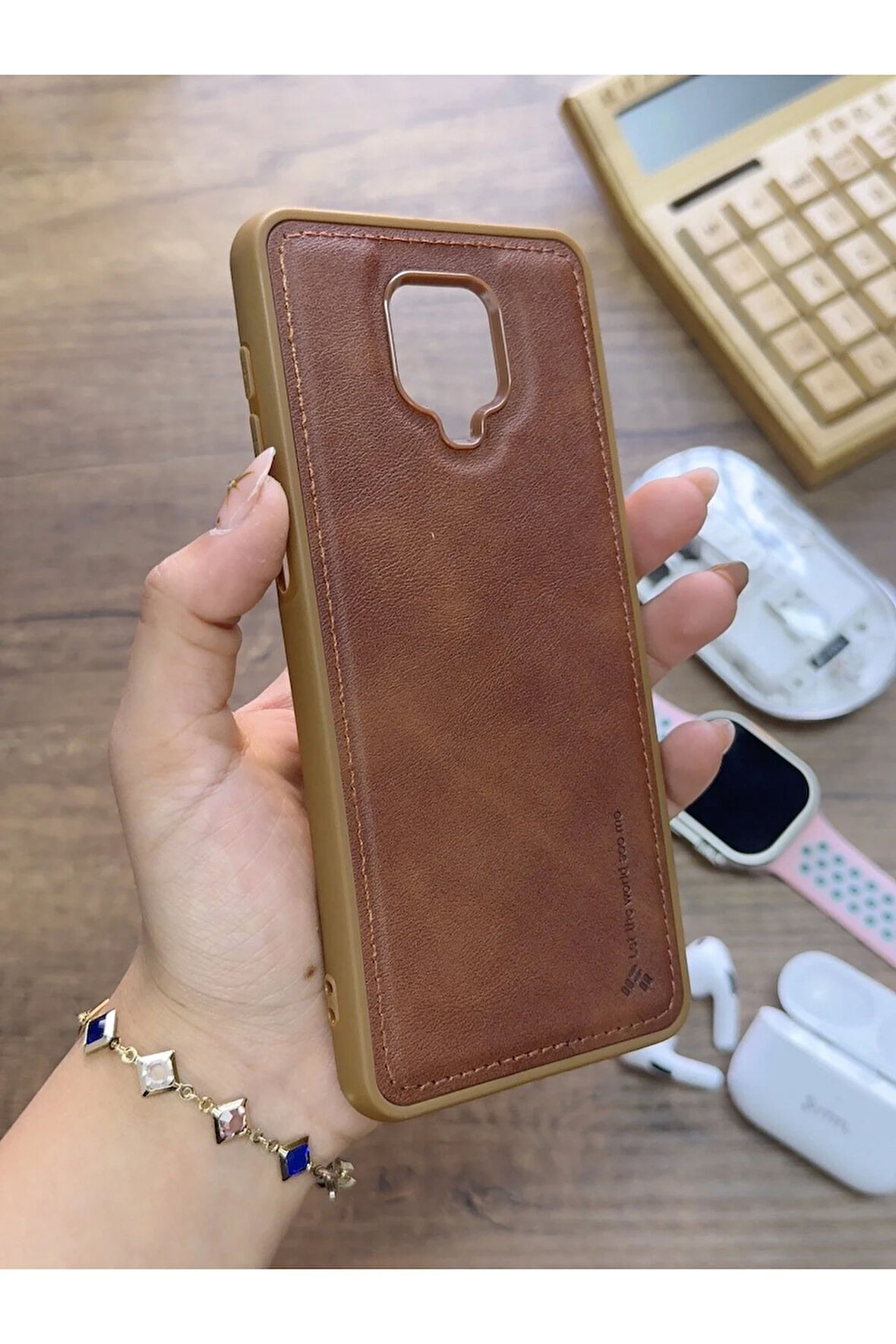 Redmi Note 9S Uyumlu Premium Deri Dokulu Darbelere Karşı Dayanıklı Nazal Silikon Kılıf