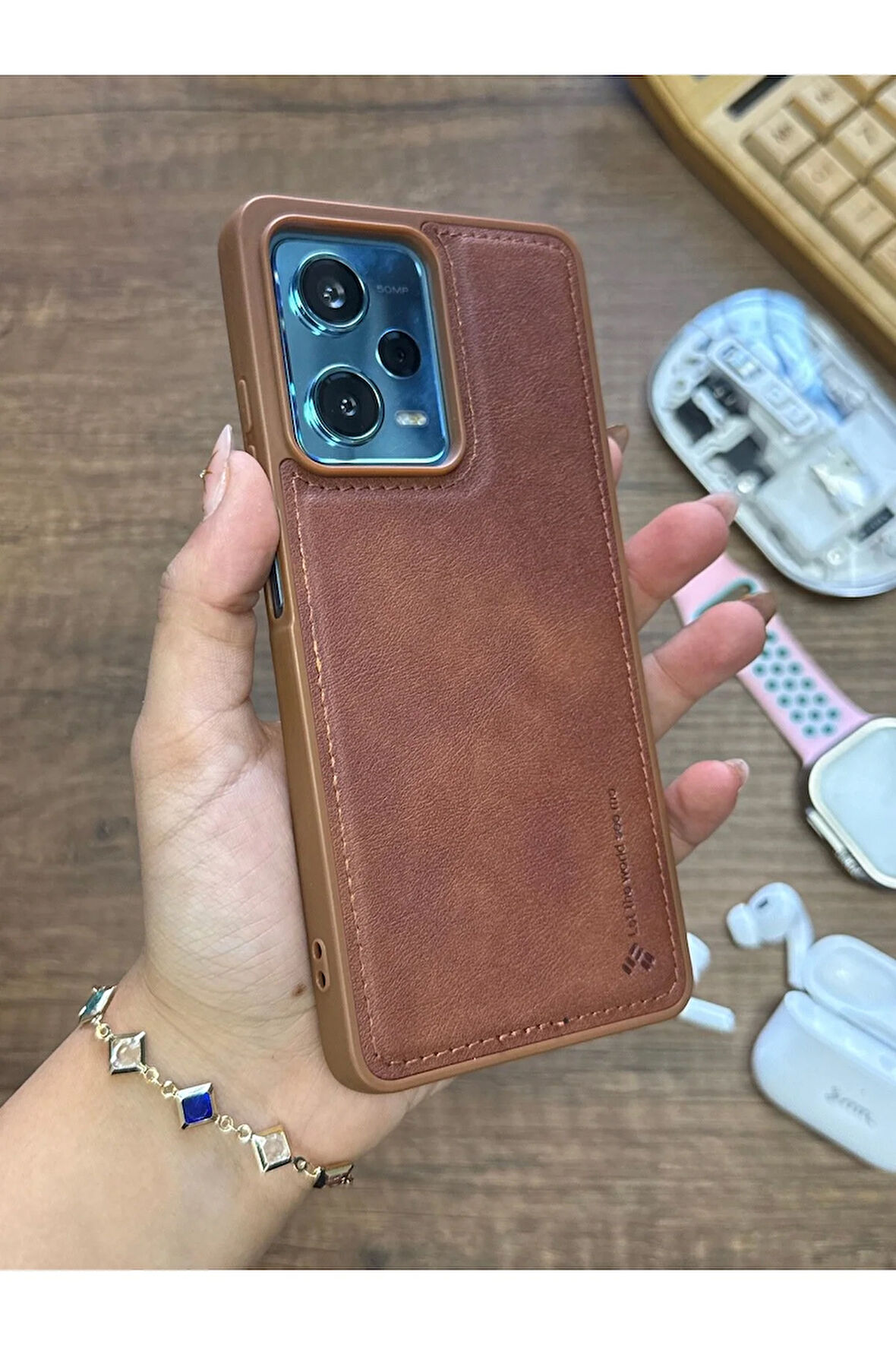 Redmi Note 12 4G Uyumlu Premium Deri Dokulu Darbelere Karşı Dayanıklı Nazal Silikon Kılıf