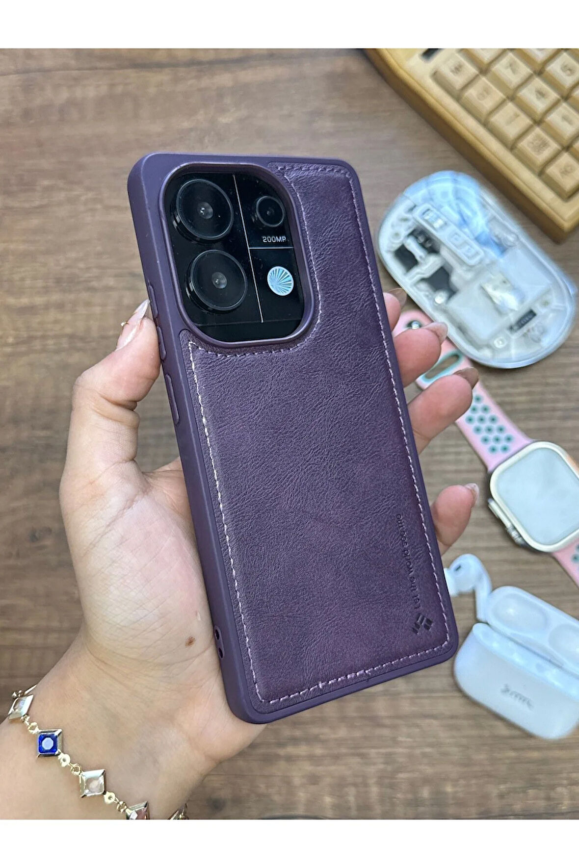 Redmi Note 13 Pro 4G Uyumlu Premium Deri Dokulu Darbelere Karşı Dayanıklı Nazal Silikon Kılıf