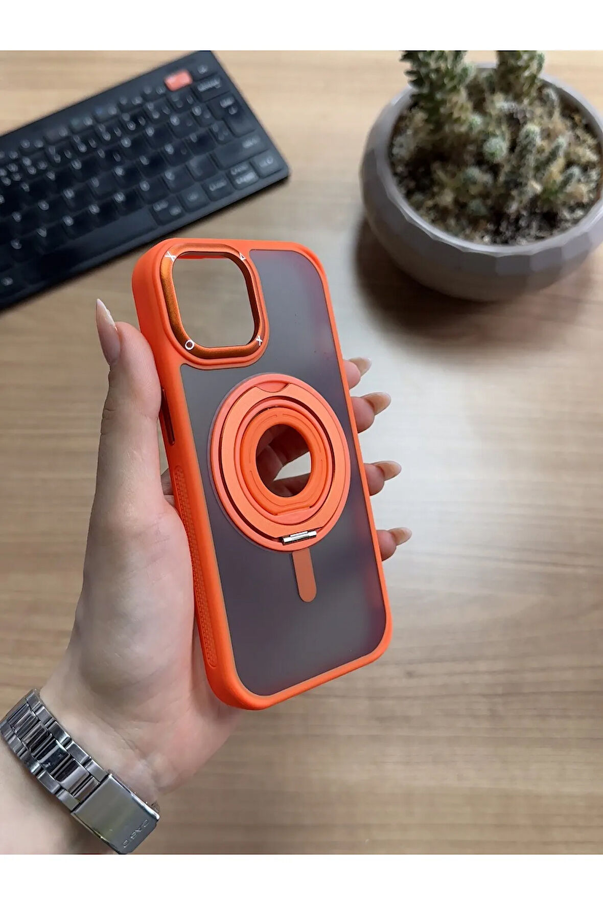 iPhone 15 Standlı Ve Yüzüklü MagSafe Kılıf Soocase721