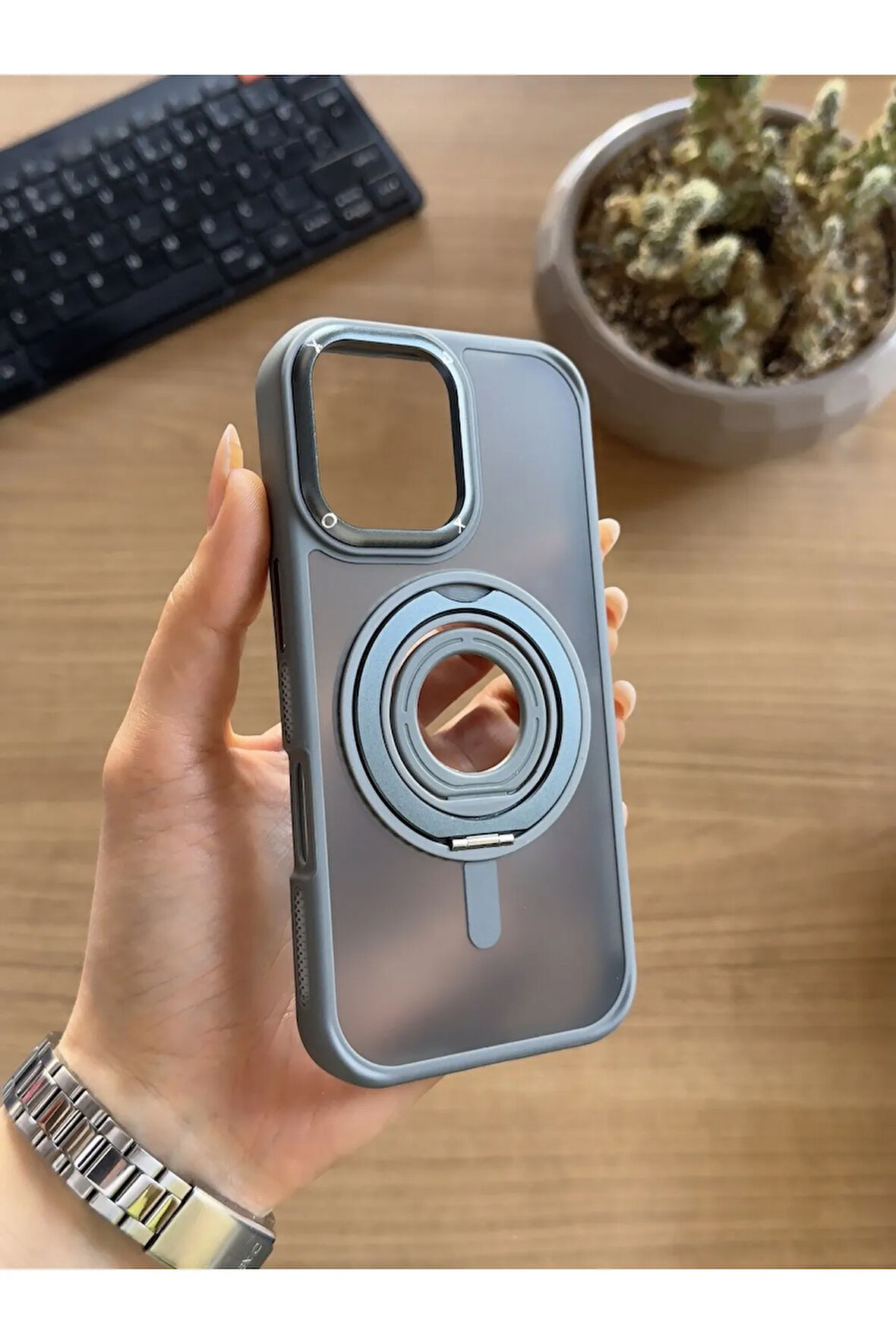 iPhone 16 Standlı Ve Yüzüklü MagSafe Kılıf Soocase721