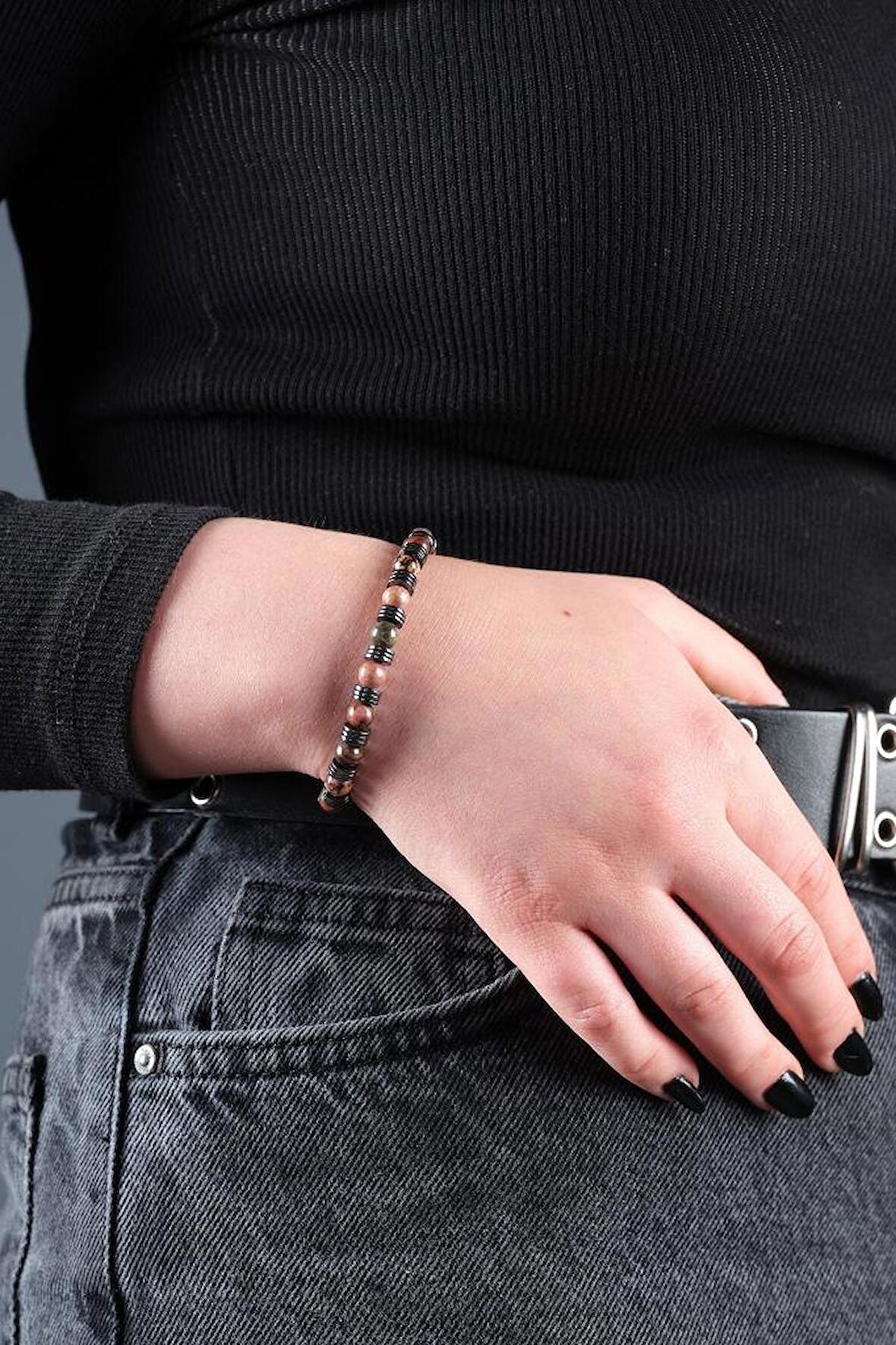 Sertifikalı Rodonit Doğal Taş Kadın Erkek Unisex Hediye Bileklik 6mm Eşsiz Tasarım