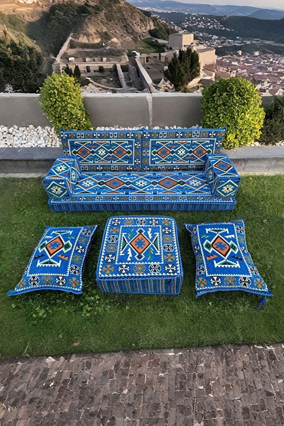 Şark Köşesi Yer Minderi Takımı Otantik Rahat Oturma Minderi Salon Balkon İçin