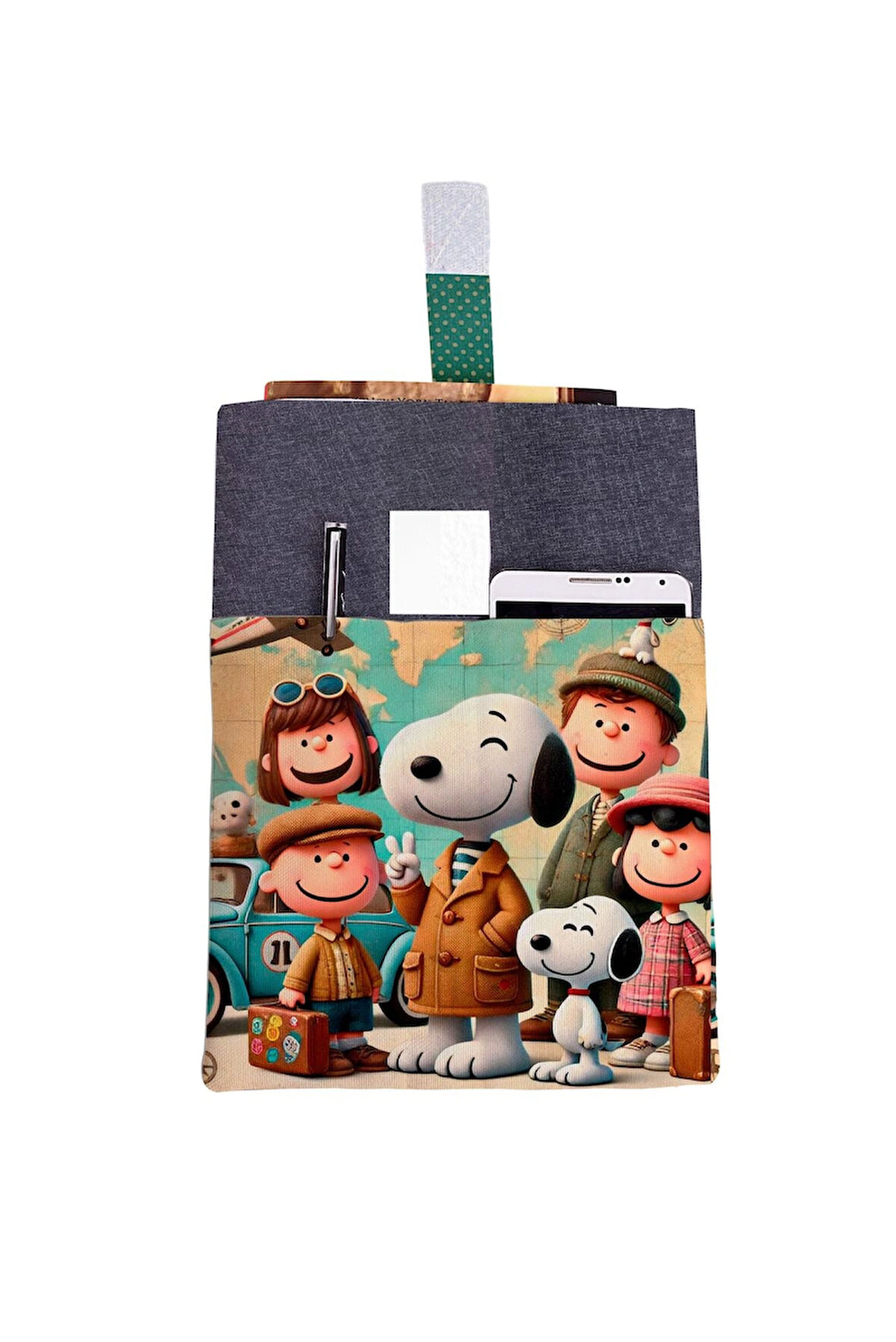 Desenli Yıkanabilir Cepli Kitap Kılıfı 20 x 25 cm Çok Amaçlı Çanta Book Cover