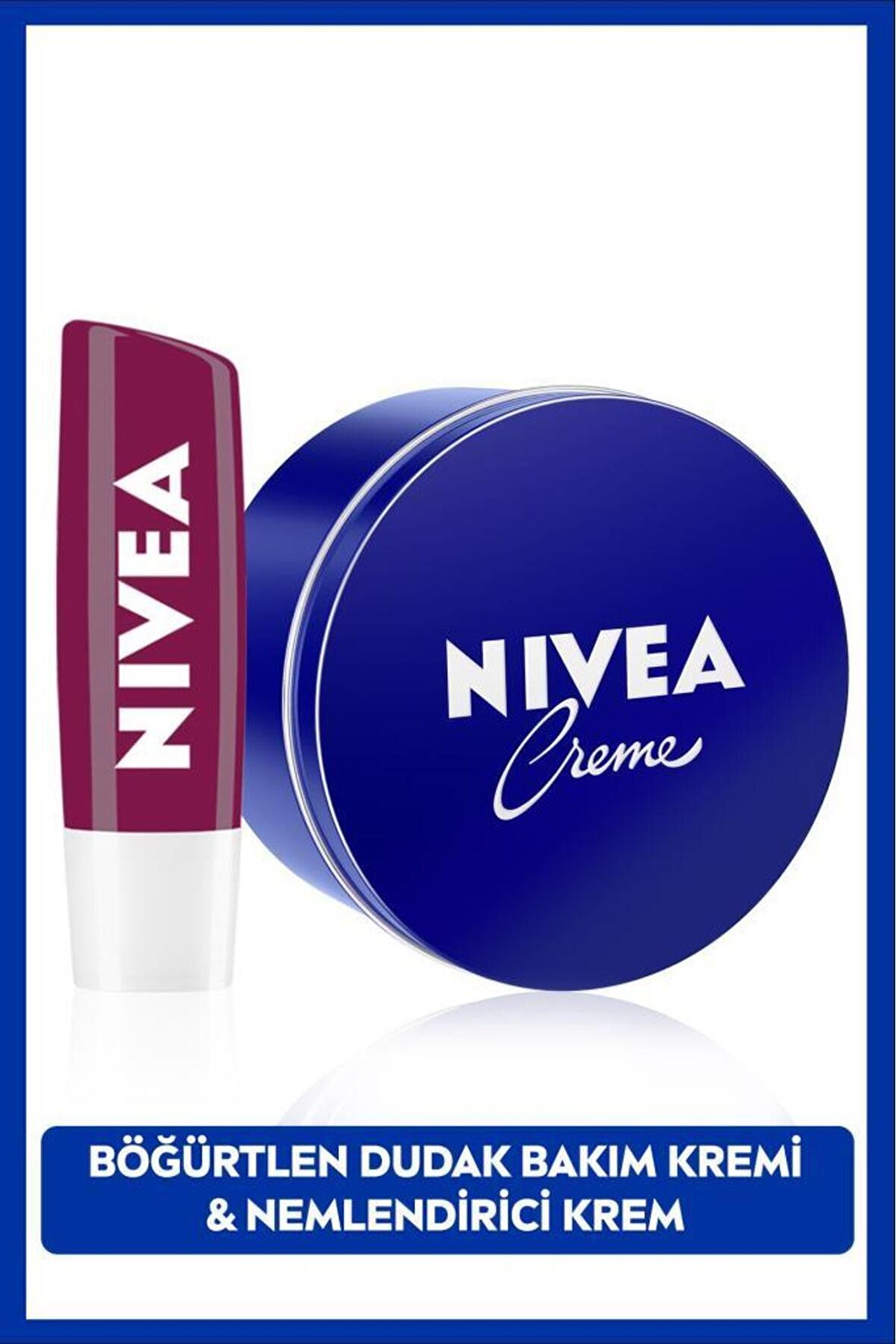 Nivea Creme Nemlendirici 250ml ve Böğürtlen Dudak Bakım Kremi 4.8gr, Hafif Bordo Işıltı, Pürüzsüz Dudaklar