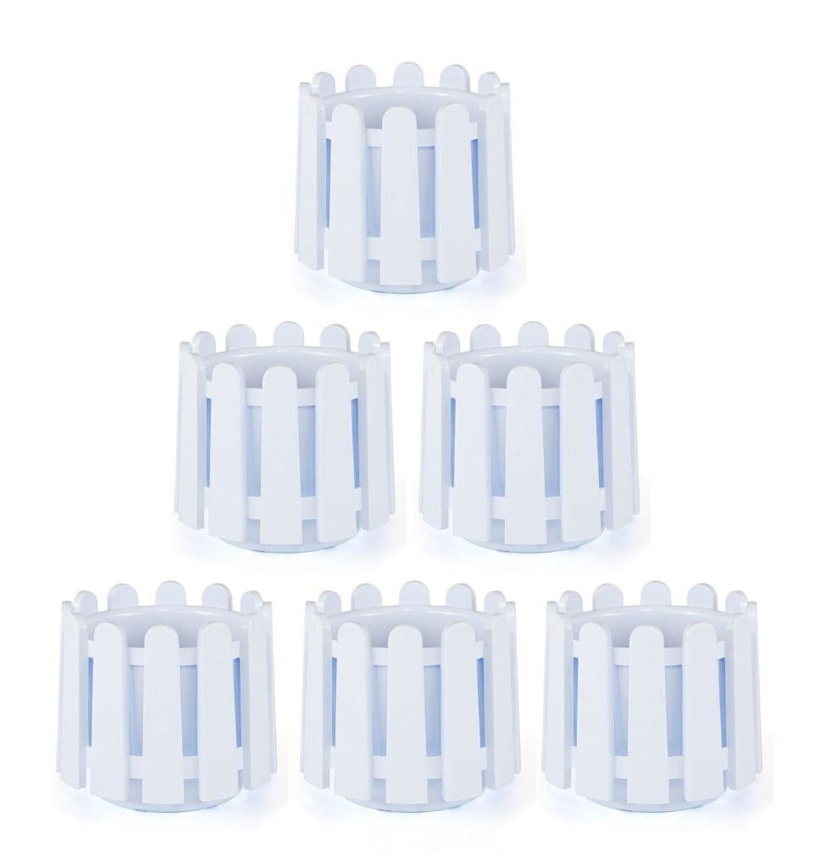 Omnipazar SO-İS04 İstanbul Dekoratif Yuvarlak Saksı 14,1 lt Kirli Beyaz 6 Adet