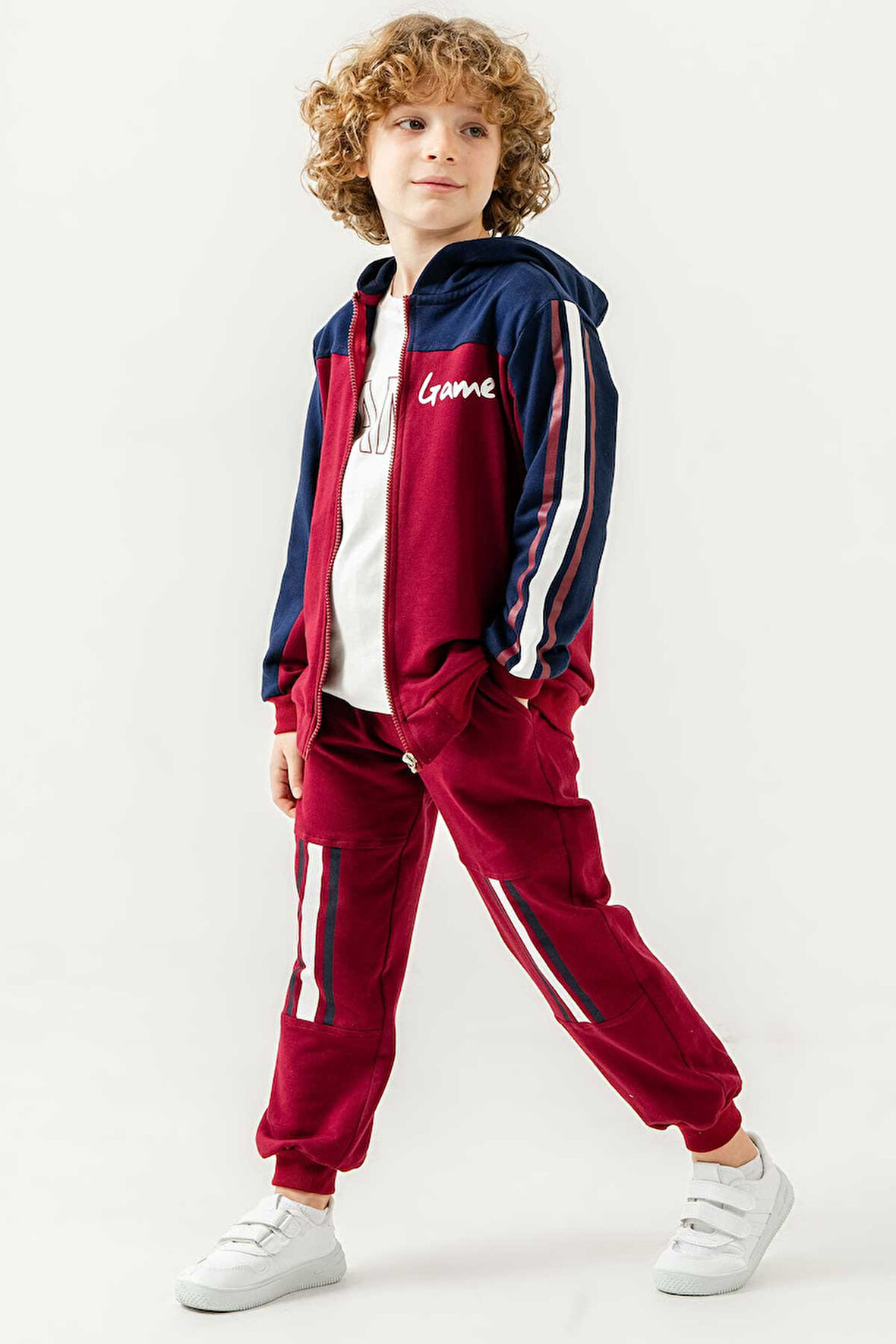 Fermuarlı Kapüşonlu Çift Cepli 3 Parça Erkek Çocuk Eşofman Takımı