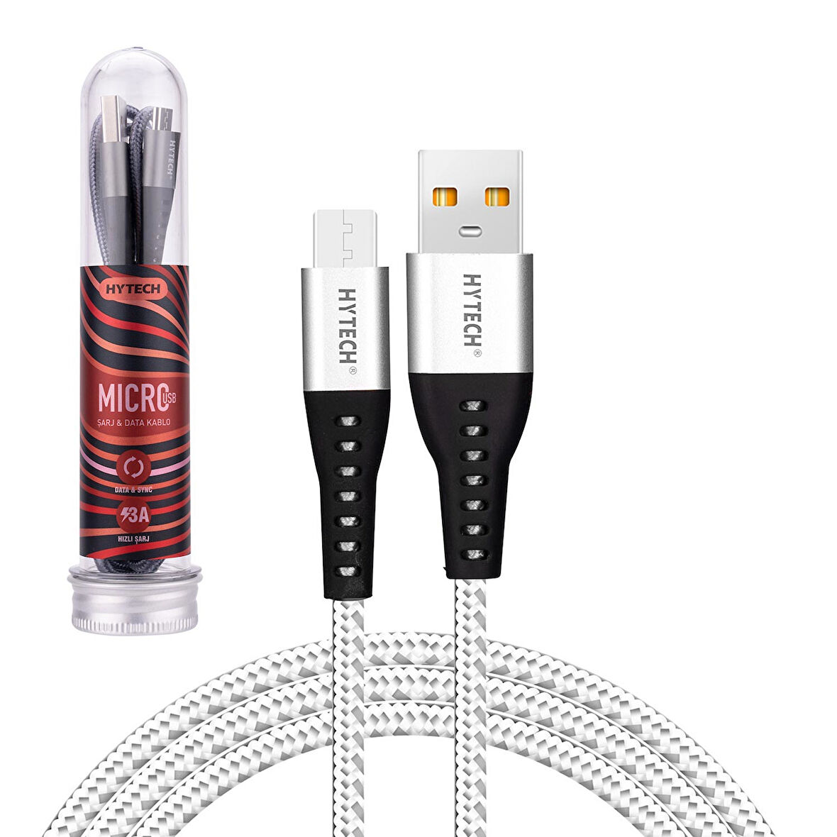 HYTECH HY-XSTM20 Data Şarj Kablosu Micro 3A 1 Metre Örgülü