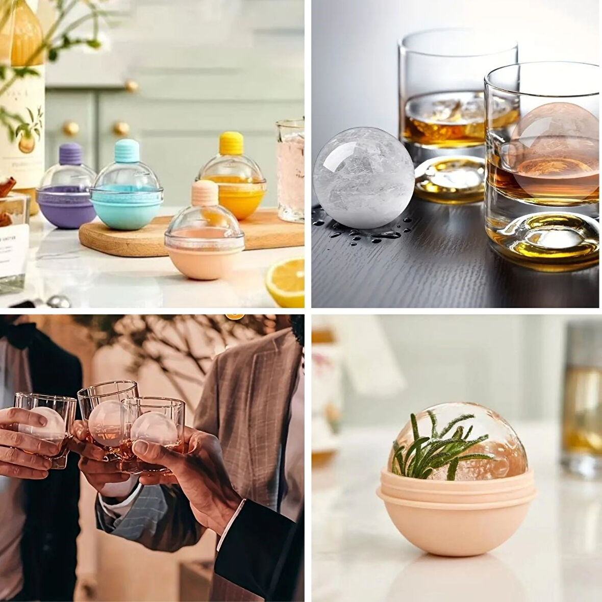 Evyora® Hunili Altı Silikon Kolay Çıkabilen Büyük Boy Küre Buzluk